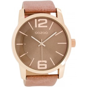 OOZOO Timepieces 48mm Rosegold Dystypink Leather Strap C7412